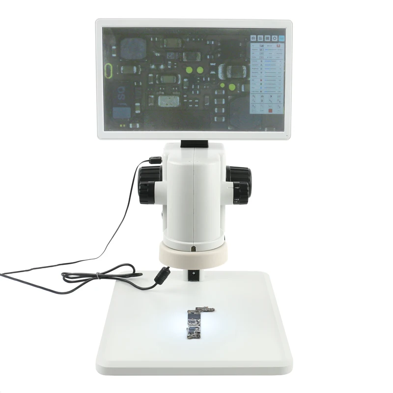 연속 줌 110X FHD 1080P 11.6 LCD 모니터 Microscopio Lab 디지털 비디오 현미경 카메라 키트 측정 현미경 세트
