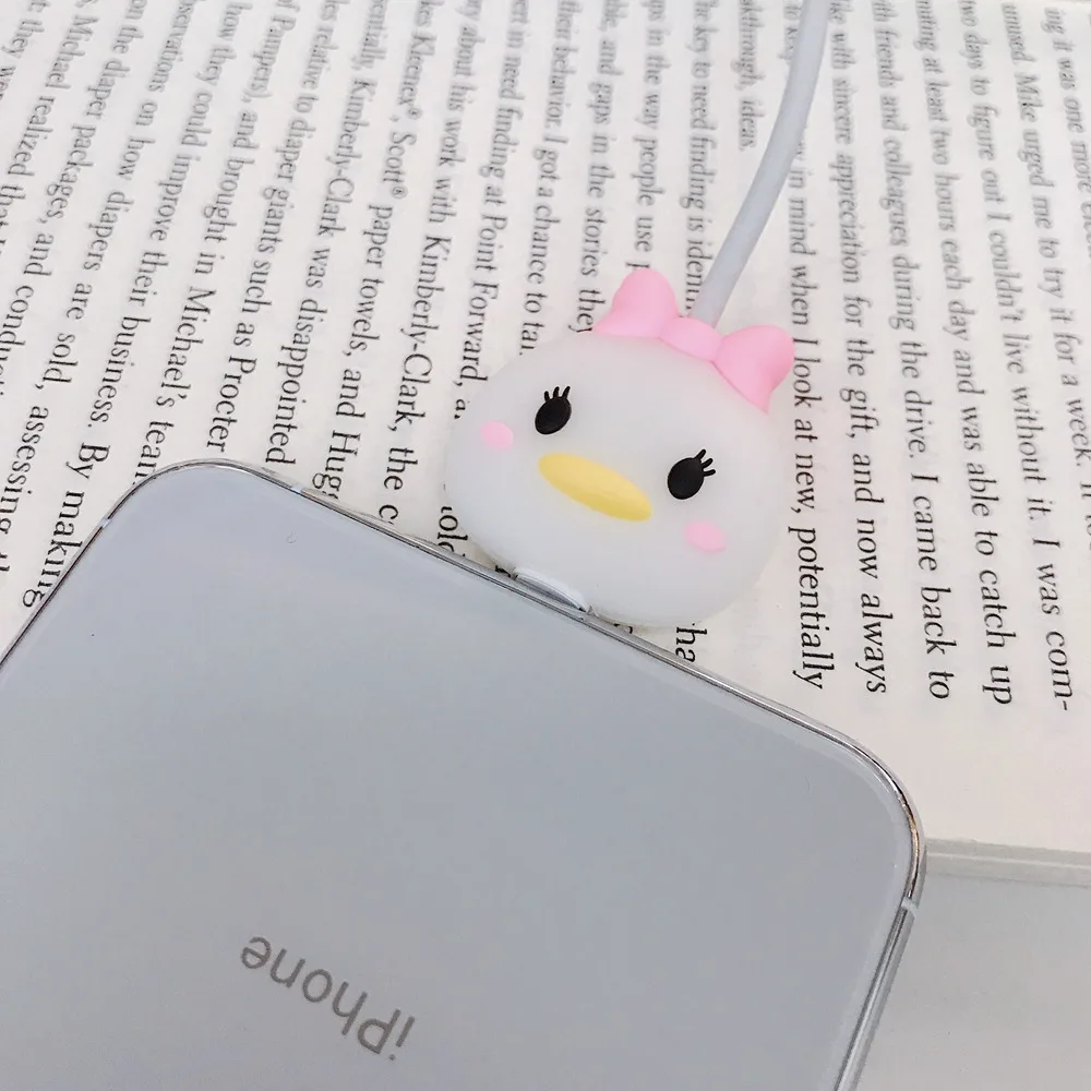 Коричневый Мультяшный чехол кабель Шнур Защитная крышка Coque для iPhone 11 Pro 8 7 XS Max XR USB кабель чомперы держатель зарядное устройство провода Органайзер - Цвет: Коричневый