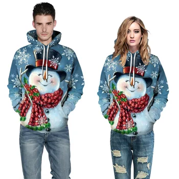 

Unisex Winter Fashion Harajuku Santa Funny Print Couple Casual Round Neck Hoodie Men's Loose Hip Hop Sweatshirt coat streetwear