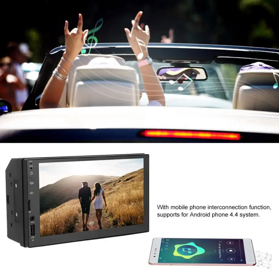 7in автомобильный Радио стерео HD двойной 2Din Bluetooth телефон соединение MP5 плеер для Android 4,4 алюминиевый сплав авто аксессуары