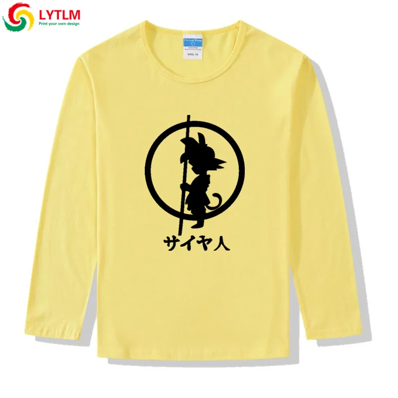 LYTLM Dragon Ball Son Goku/супер футболка для девочек хлопковые футболки с длинными рукавами для мальчиков зимняя рубашка для маленьких мальчиков повседневная футболка для малышей - Цвет: CX LYCRA Maize