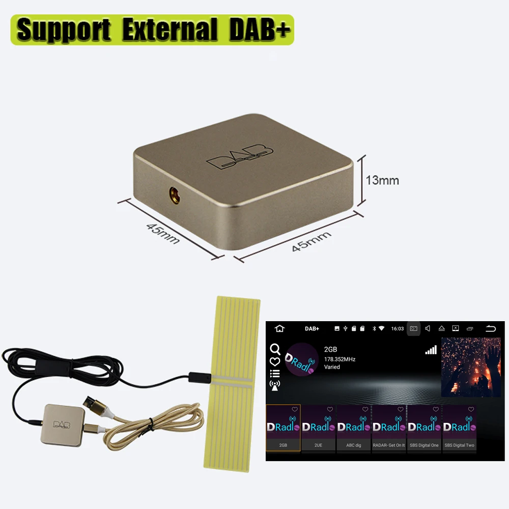 DAB 004 DAB+ коробка цифровой радио антенна тюнер FM передача USB питание для автомобиля Радио Android 5,1 и выше
