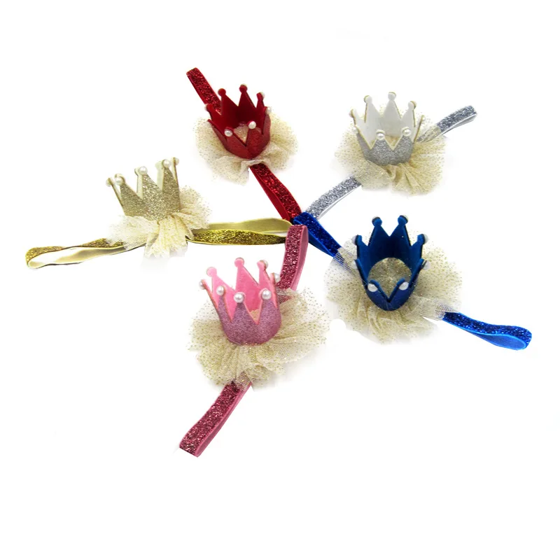 

Newborn Baby Crown Pearl Headband Sequins Chiffon Hairbands For Girls Headbands Gift Toddler Infant Hair Ornament Kids Head Wear