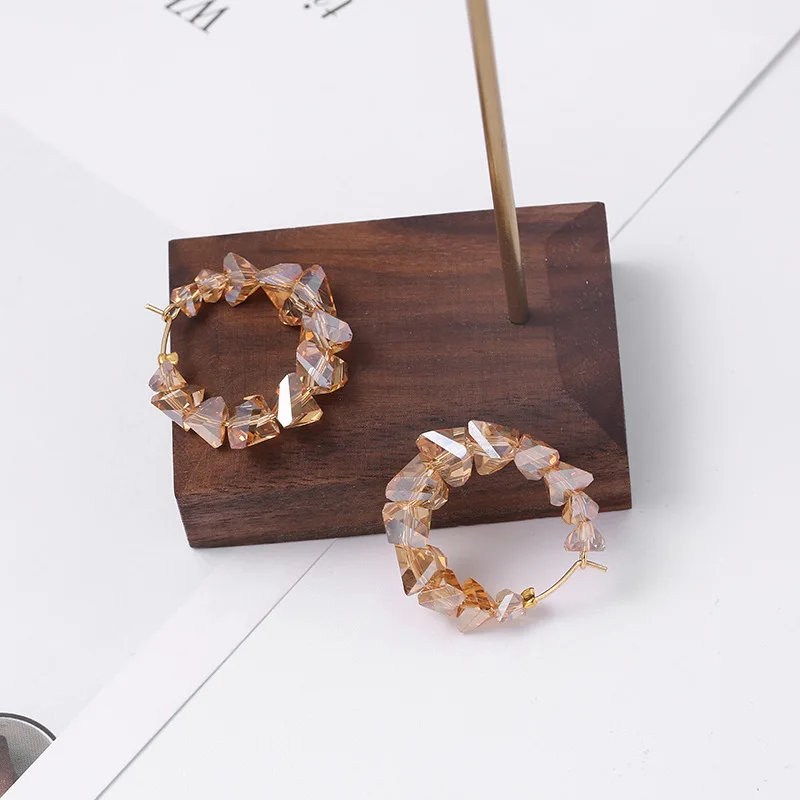 

Simple Transparent Full Crystal Round Circle Hoop Earrings Large Geometric Earrings Wedding Statement Jewelry Pendiente Brincos