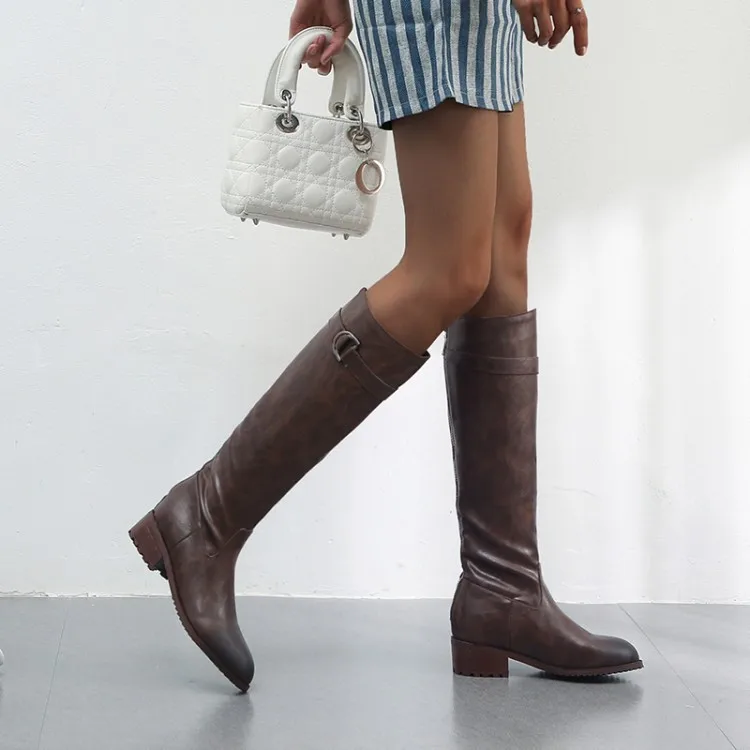 

2019 Concise Solid Color High Boots Belt Buckle Low With Will Code Woman Boots