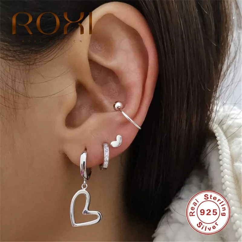 

ROXI Lovely Heart Drop 925 Sterling Silver Hoop Earrings Round Circle Pendientes Plata Earrings for Women Silver Earrings Gift