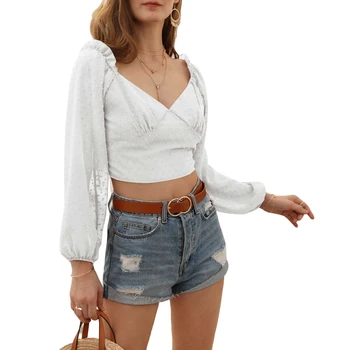 

Fashion Women Ladies Sexy Slim Solid Long Sleeve Summer Deep V neck T shirt Tops Casual Short Clothes