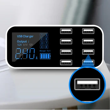 

8 Ports Car Cigar Lighter Mobile Phone Charger Adapter Super Slim USB Charging LED Display PC + ABS Fire Retardant Material