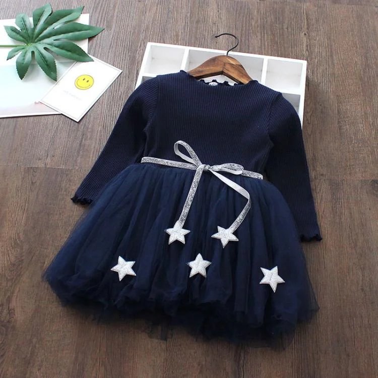 Летняя одежда для девочек Детские платья для девочек, кружевное платье с цветочным рисунком вечерние платья для маленьких девочек на свадьбу детское платье принцессы для девочек возрастом от 3 до 8 лет - Цвет: Navy blue