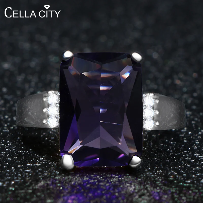 Cellacity Amethyst Ring for Women Geometry Silver 925 Jewelry Rectangle Gemstones Temperament Female Anniversary Gifts Wholesale Cellacity Amethyst Ring for Women Geometry Silver 925 Jewelry Rectangle Gemstones Temperament Female Anniversary Gifts Wholesale