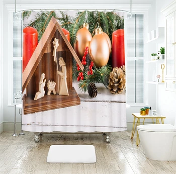 

Santa Snowman Christma Shower Curtain Waterproof Mildew Resistan Polyester Shower Curtain Curtains for Bathroom Shower Drop Ship