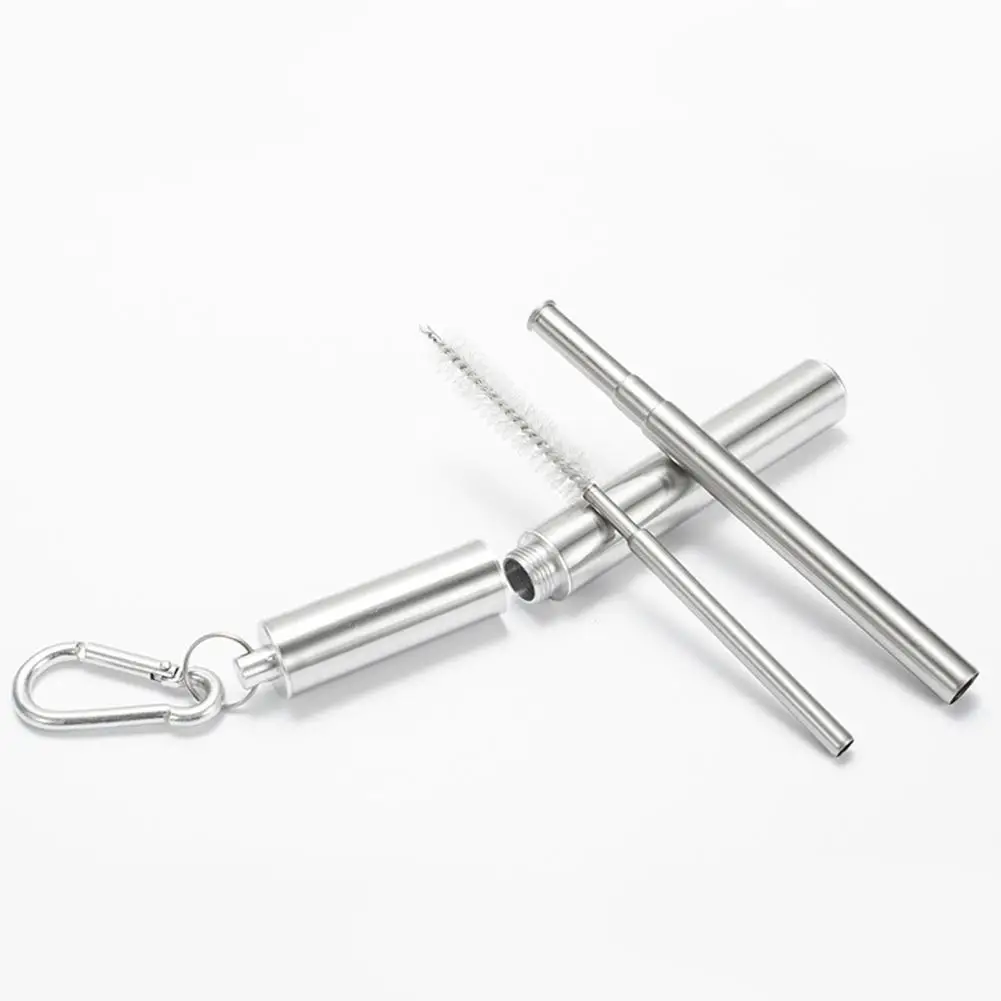 3Pcs Portable Telescopic Reusable Straws With Case Cleaning Brush Stainless Steel Drinking Straw For Travel Outdoors Camping