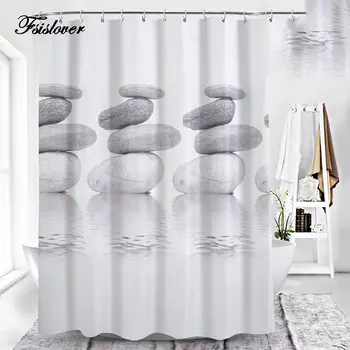 

FSISLOVER 2020 Thick Shower Curtain Grey Plaid Printed Bohemian Bathroom Curtains Shower Wall Hanging Geometric Shower Curtains