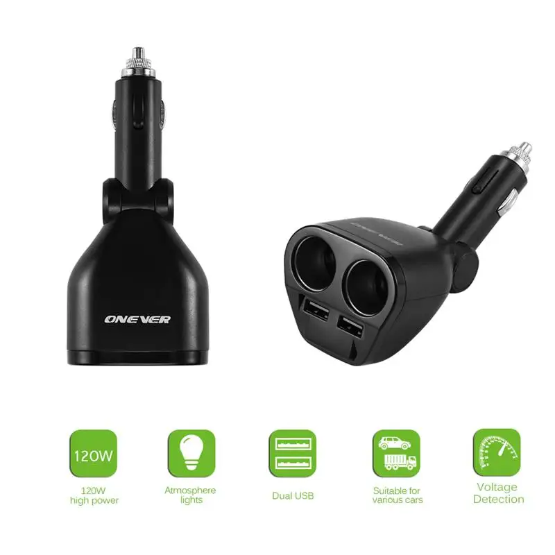 12 V-24 V 120W Автомобильный Разветвитель Прикуривателя концентратор адаптер питания с двумя USB портами, Зарядное устройство автомобиля Наборы DVR gps MP3 аксессуары