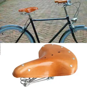 

High Quality Outdoor Sports Bicycle Saddle Mountain Bike Retro Leather Seat Saddle Shock Absorbing Spring Bicycle Riding Cushion
