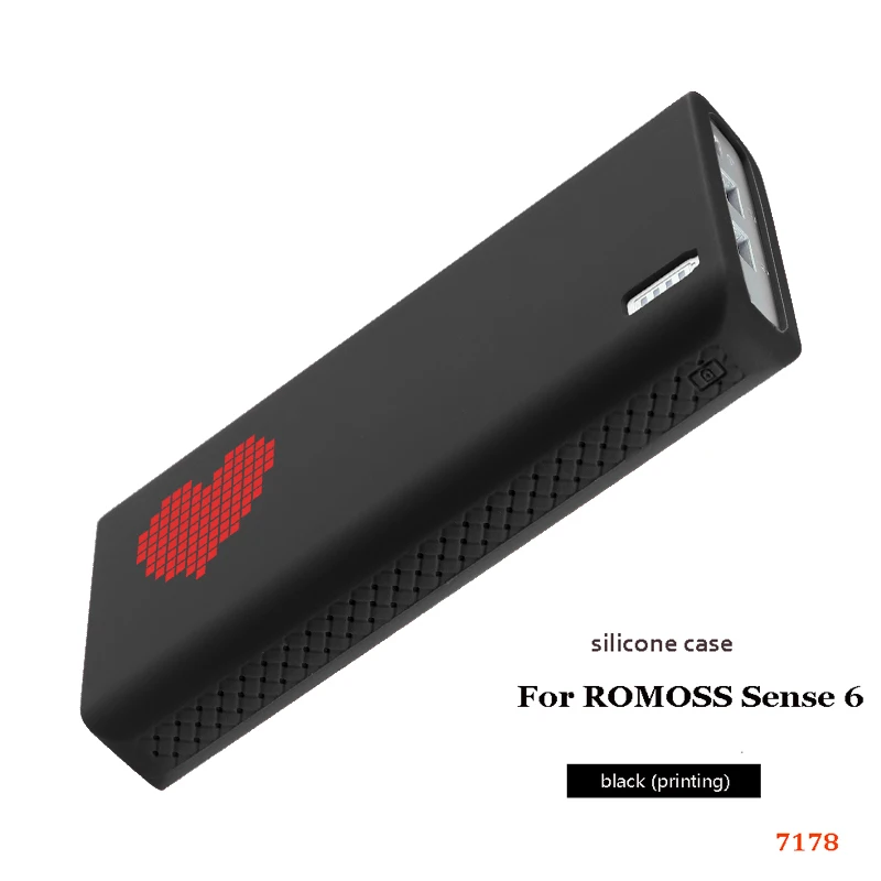 Силиконовый чехол Romoss sense 6 для мобильных телефонов, мягкий силиконовый Противоскользящий чехол Romoss sense 6, водонепроницаемый чехол - Цвет: black(printing)