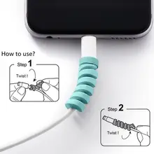1 шт. кабель для зарядки Защитная крышка для iPhone Android USB зарядное устройство кабель рукав спираль защитный 35*10 мм