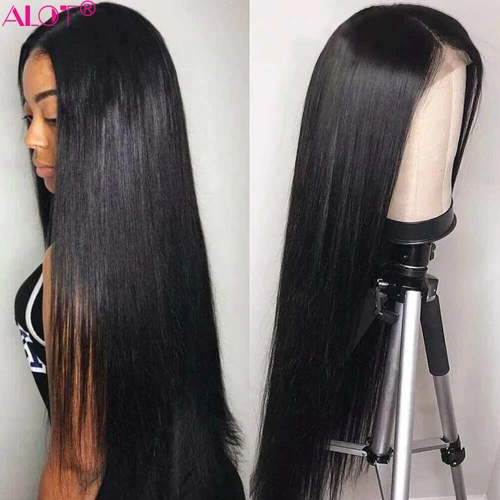 

Straight Human Hair Wigs 13x4 Lace Front Wig Middle Part Brazilian Straight Pre Plucked Remy Lace Part Wig Natural hairline 150%