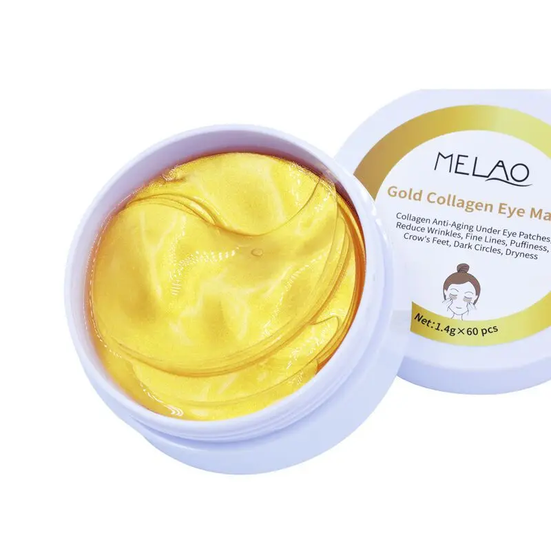 MELAO 60pcs Gold Collagen Eye Masks Patch Moisturizing Wrinkle Fine Lines Removal Firming