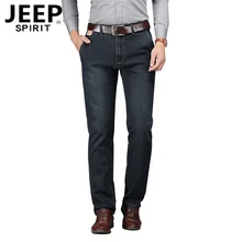 JEEP SPIRIT/Брендовые джинсовые брюки, мужские повседневные Прямые осенние джинсы со средней талией, мужские черные и синие джинсы, большие размеры 30-44, Hombre