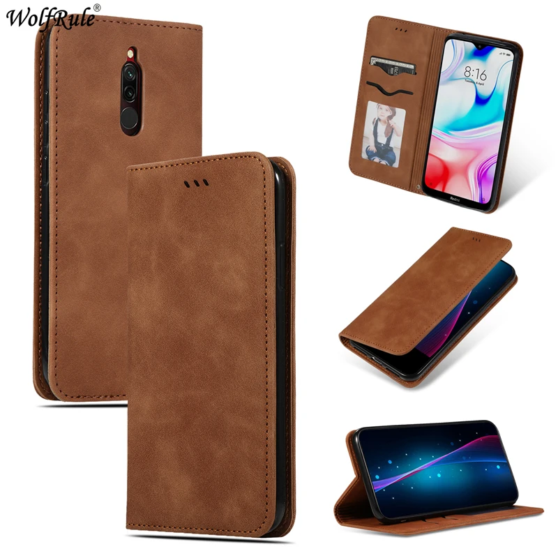 Brown Чехол для Xiaomi Redmi 8, чехол для Xiaomi Redmi 8, ТПУ, модный ретро деловой кошелек, кожаный чехол для телефона, чехол для Xiaomi Redmi 8, чехол - Цвет: Brown