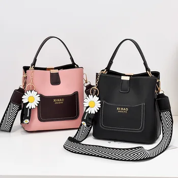 

2020 Super New Product Handbag Pure Color Fashion Simple Wild Messenger Bag Handbag Shoulder Bucket Bag
