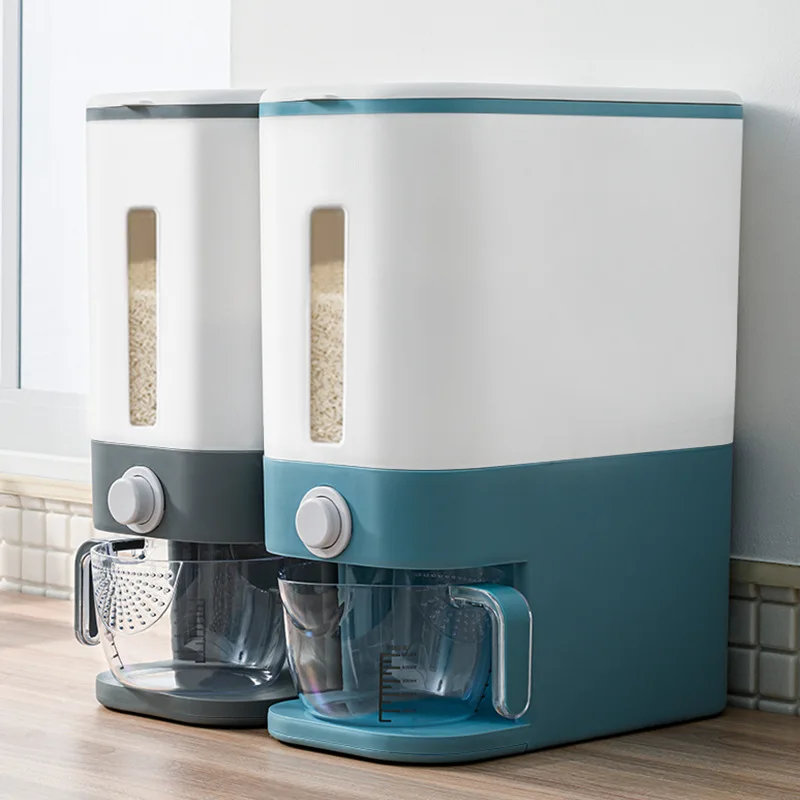 

Kitchen Automatic Rice Storage Box Cereal Dispenser Boxs Moisture-proof Sealed Cereal Food Box Grain Storage Bin Rice Container