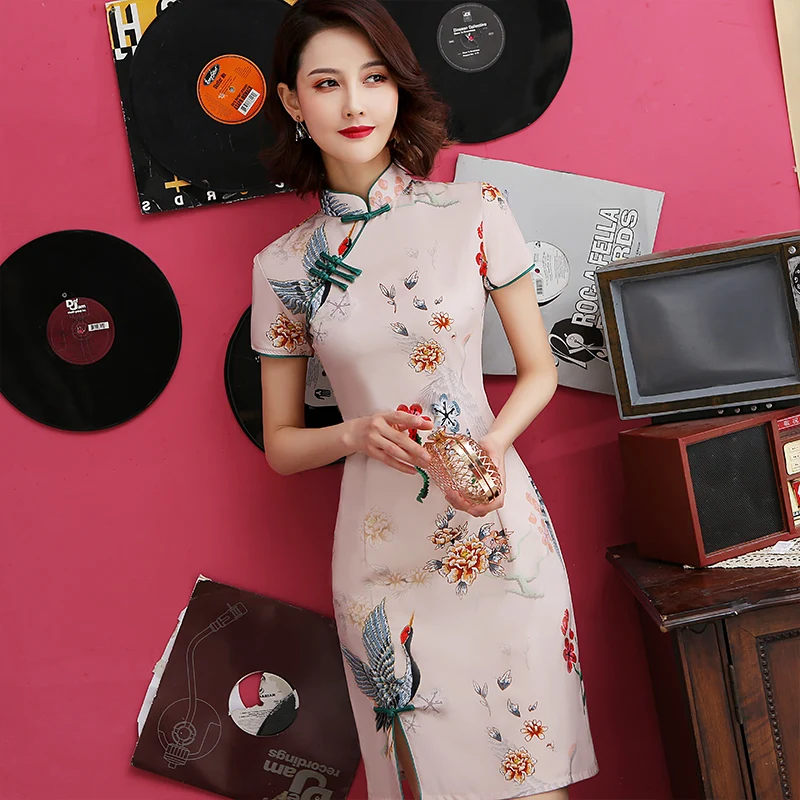 Традиционное китайское платье mujer vestido, женское атласное длинное платье cheongsam qipao с цветком сливы qipao - Цвет: color2