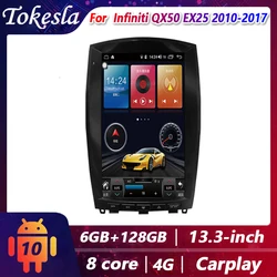 Tokesla reproductor Multimedia para coche, Radio estéreo con Android, Tesla, pantalla Central, Dvd, vídeo, para Infiniti QX50 EX25