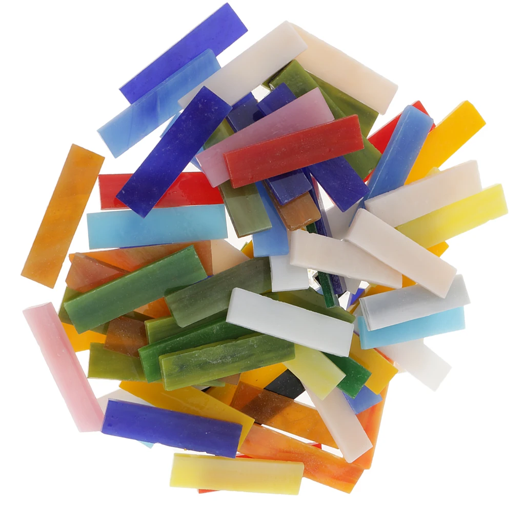 70 Pieces Rectangle Shape Mixed Color Glass Mosaic Tiles Tessera for | Дом и сад