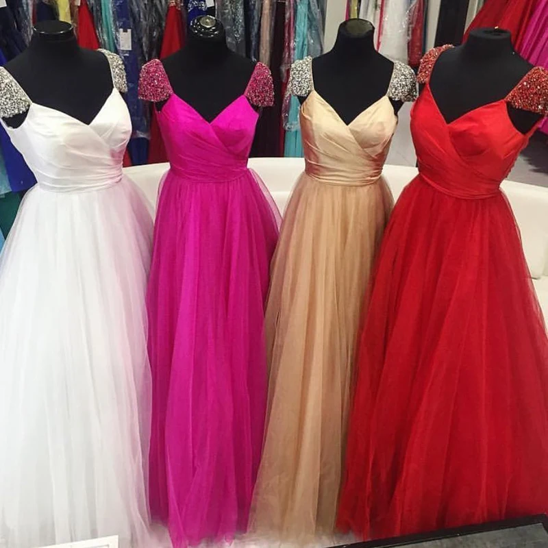 HWTX_Bridal платья для выпускного вечера на заказ с бусинами и рукавами-крылышками, элегантное ТРАПЕЦИЕВИДНОЕ Тюлевое Красное Белое длинное вечернее платье цвета шампанского
