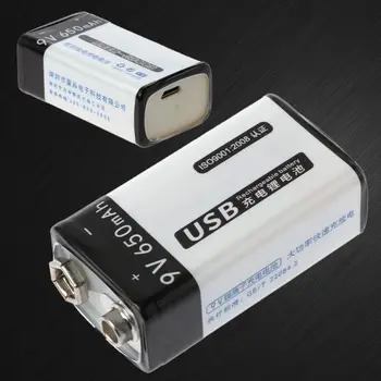 

9V 650mAh Rechargeable Lithium Battery Micro Charge For Multimeter Microphone