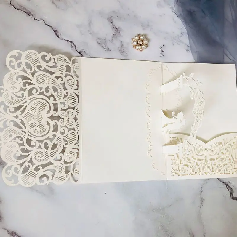  10pcs 3D Pop up Wedding Invitation Cards Laser Cut with envelope for Wedding E65B - 4.00036E+12