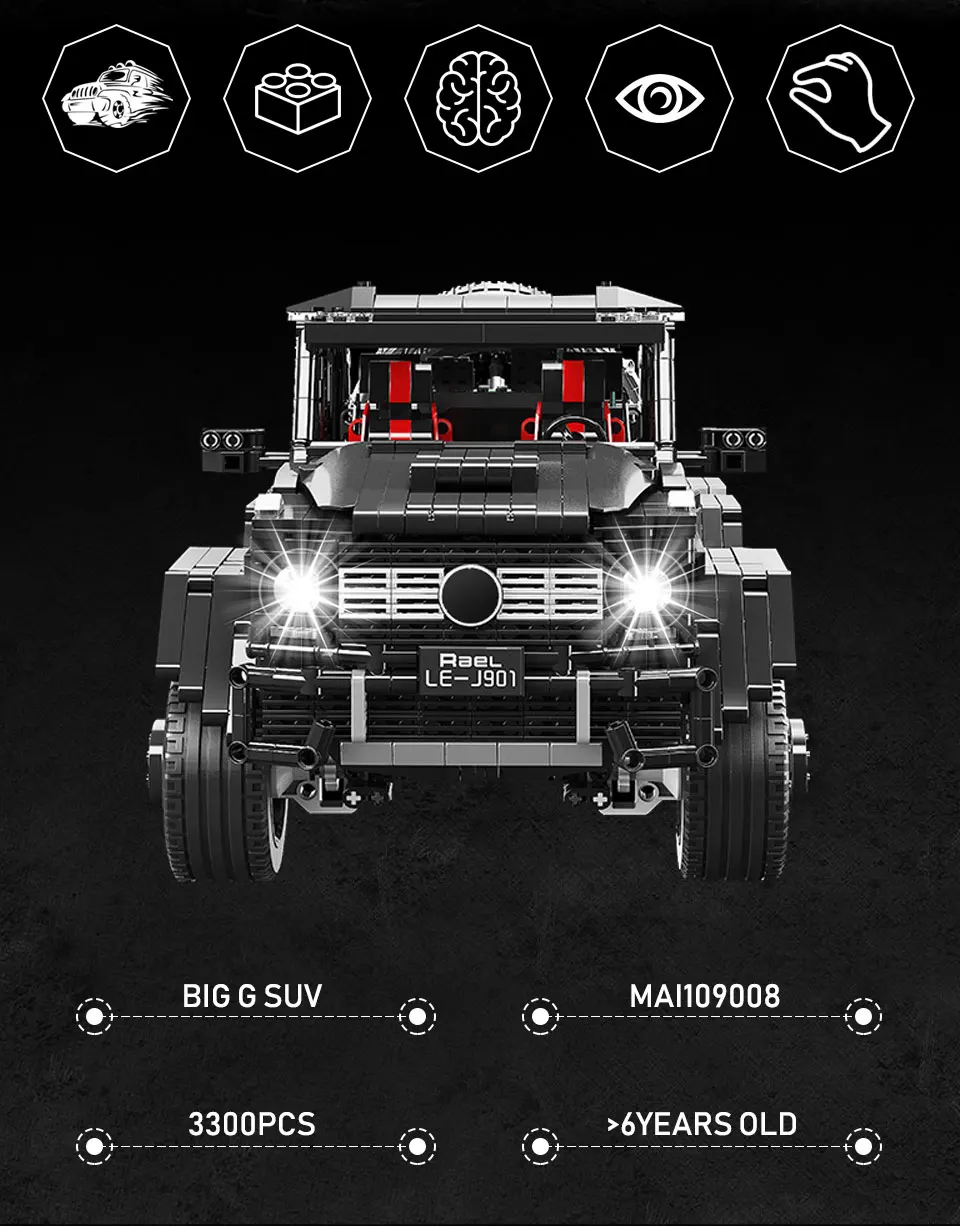 6X6 Land Cruiser Technic G63 SUV автомобиль Benz строительные блоки наборы подарки на день рождения игрушки для детей MOC 3300 шт городской автомобиль
