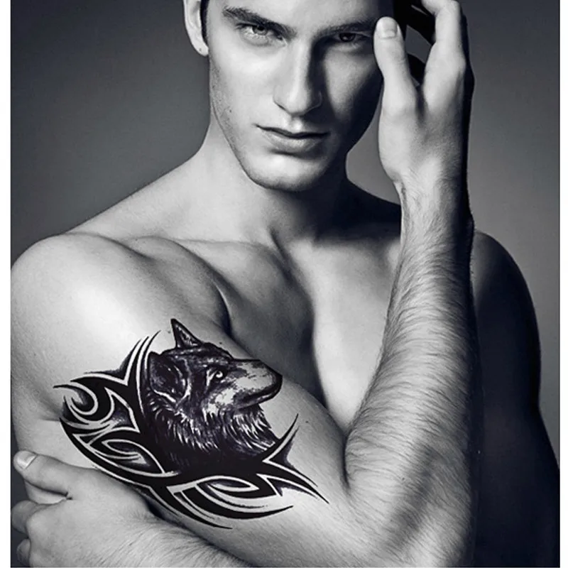 Водостойкая прочная временная татуировка наклейка колокол птица волк цветок рука большая поддельная Татуировка вспышка полная рука татуировка для мужчин и женщин 19SS