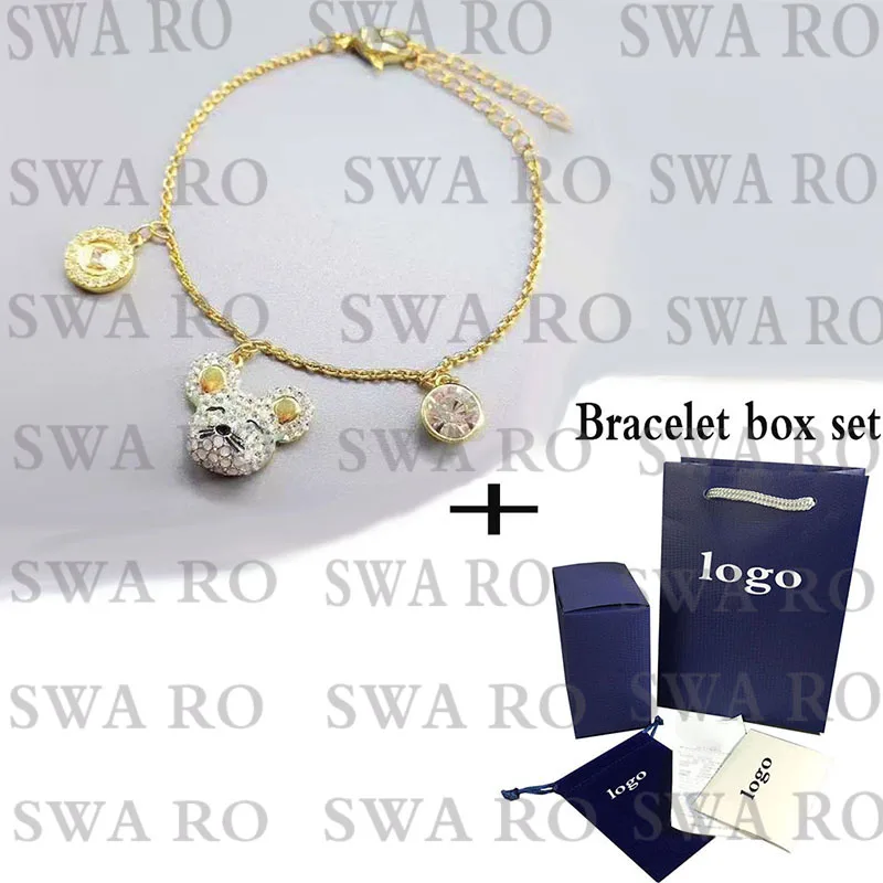 Зимний модный уникальный SWA маленький милый браслет с подвеской в виде мыши, золотой зодиак, Кристальный браслет, элегантный женский ювелирный подарок