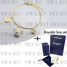 Зимний модный уникальный SWA маленький милый браслет с подвеской в виде мыши, золотой зодиак, Кристальный браслет, элегантный женский ювелирный подарок