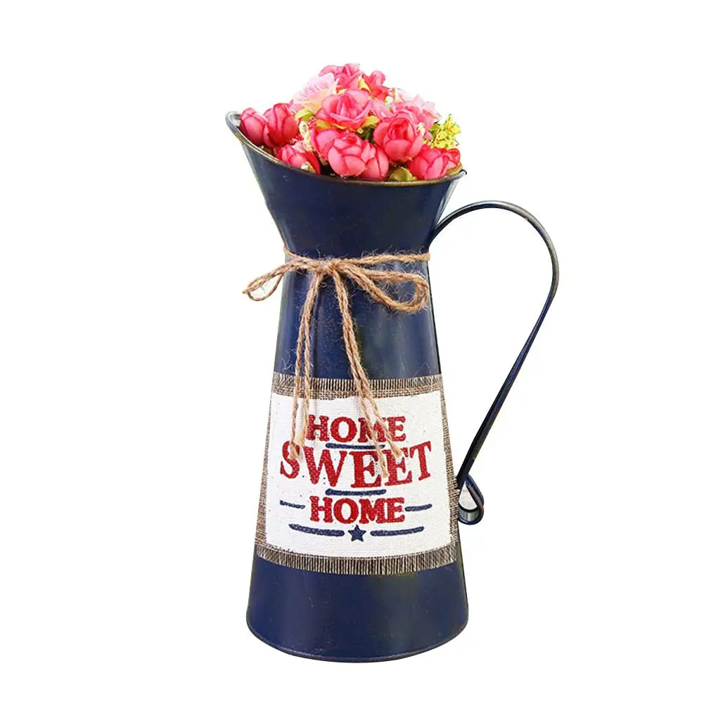 B Retro Flowerpot Galvanized Iron Flowerpot Decoration Planter European Style Antique Finish Garden Flower Pot Planting Tool - Цвет: B