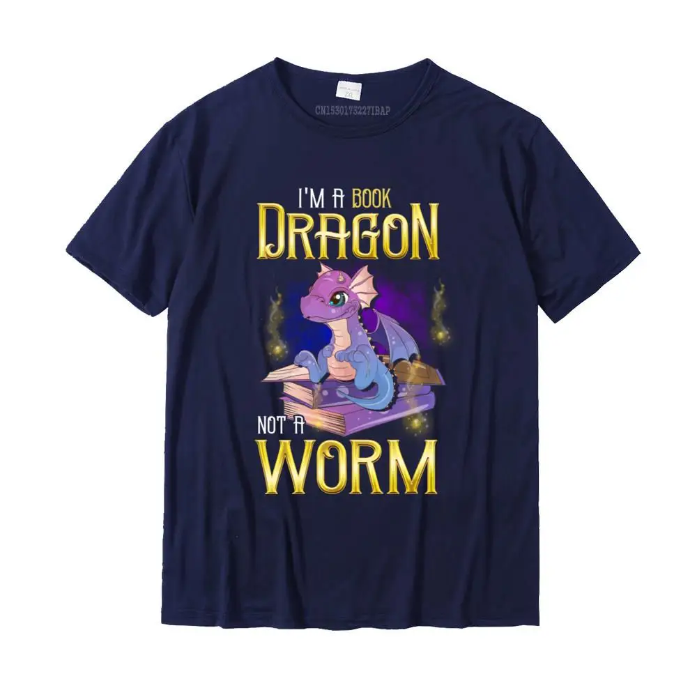Crazy Summer Autumn Cotton Fabric O-Neck Tops Tees Short Sleeve Design T-shirts Faddish Casual T-shirts Wholesale I'm a Book Dragon Not a Worm! Funny Book Lover Gift Pullover Hoodie__MZ23372 navy