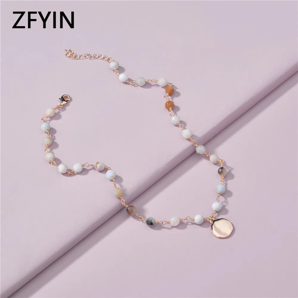 Новинка модное ожерелье ZFYIN с цепочкой из белого мрамора и натурального камня