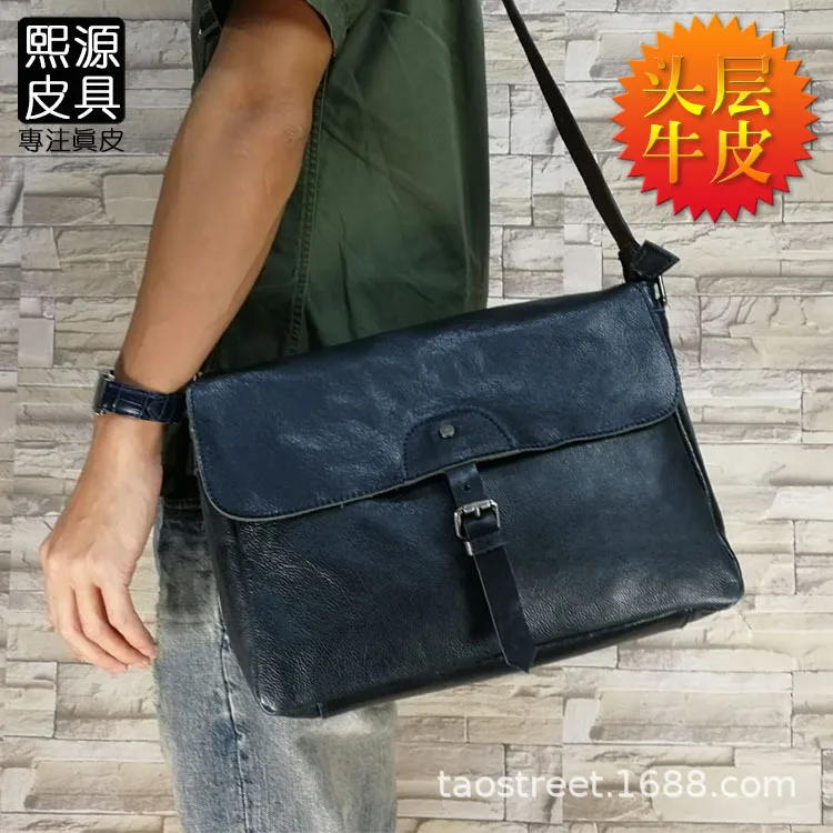

Europe And America Origional Men's Bag Genuine Leather Full-grain Leather Hand-rub Color Messenger Bag Shoulder Bag Shoulder Bag