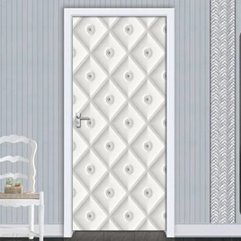 

Self-Adhesive Door Sticker 3D Stereo White Soft Bag Art Mural Wallpaper Living Room Bedroom Decor Door Poster Waterproof Sticker