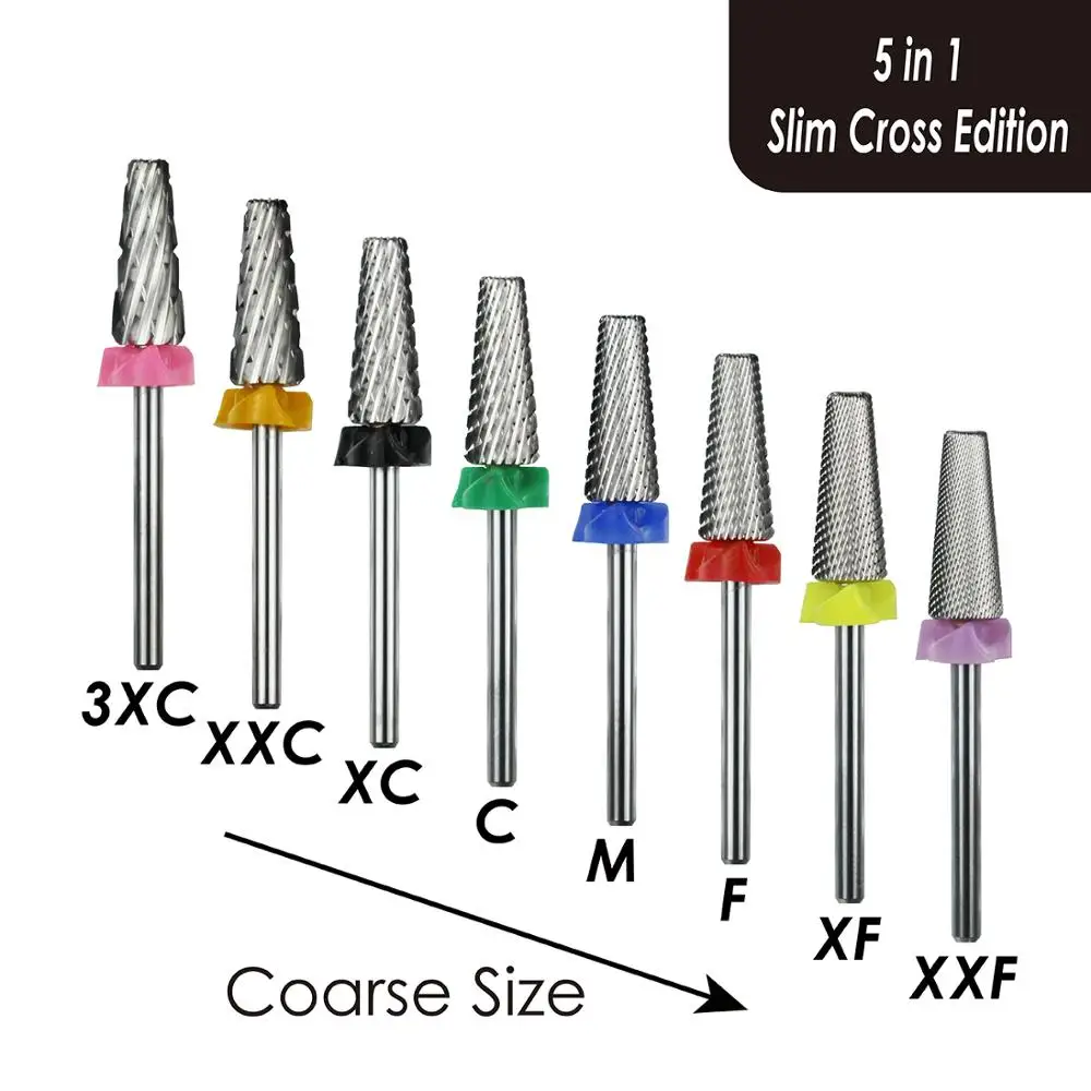 5 в 1 Многофункциональное сверло для ногтей, Cross& Slim Edition, профессиональные сверла для ногтей для электрического маникюрного сверла