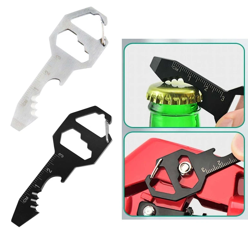 Keychain Bottle Opener Multi Tool For Campers Bicyclers Ruler Wrench