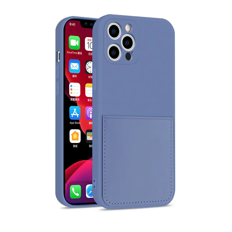 Candy Color Silicone Phone Case For iPhone 12 13 SE 2020 11 Pro Max XS X XR 6 7 8 Plus Wallet Card Holder Soft Shockproof Cover iphone xr phone case