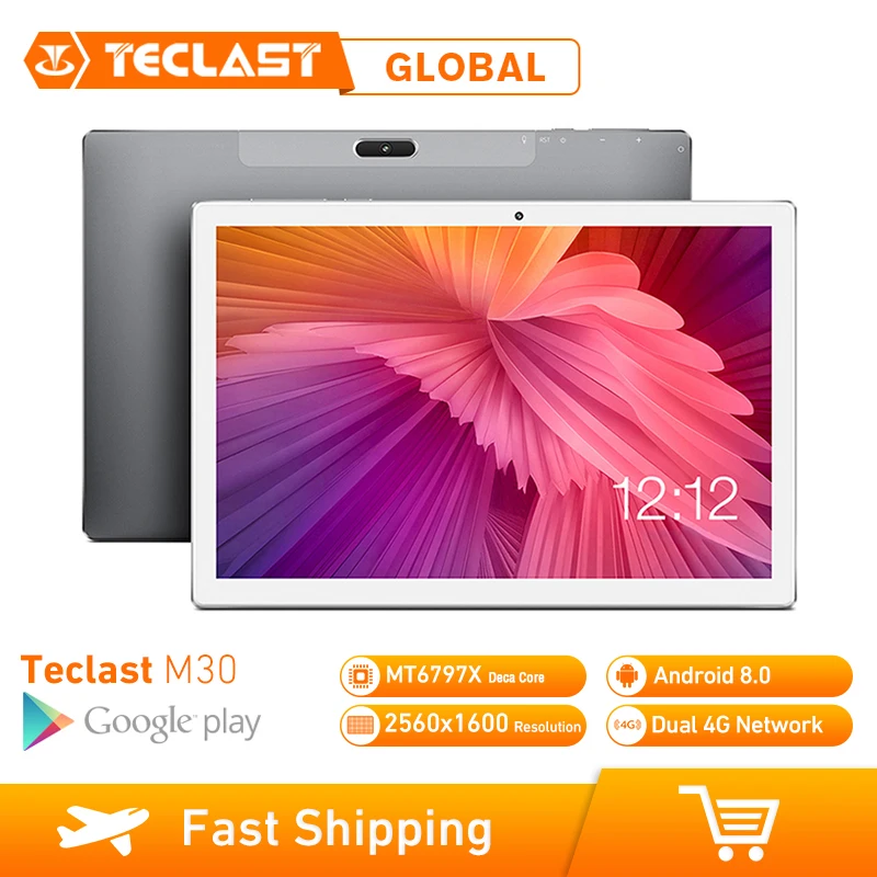  Teclast M30 Tablet PC 10.1 inch 4G Network Android 8.0 4GB RAM 128GB ROM MT6797 X27 Deca Core 2560*