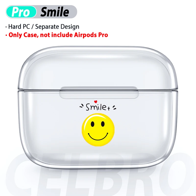 Прозрачный чехол-накладка для AirPods Pro, Жесткий ПК, Cristal, милый мультяшный протектор для наушников Air Pod Pro 3, чехол для AirPods Box - Цвет: Smile