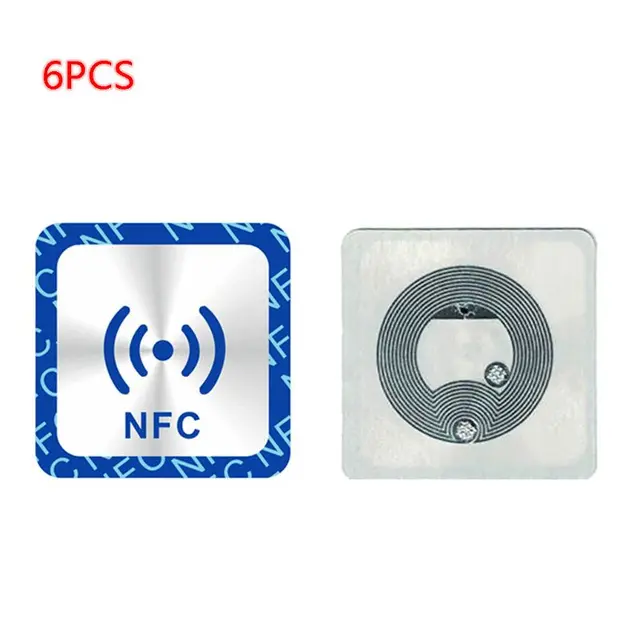 6pcs/lot NFC Tags Stickers Anti Metal Ntag213 adhesive label Metallic  sticker Universal Lable RFID Tag for all NFC Phones