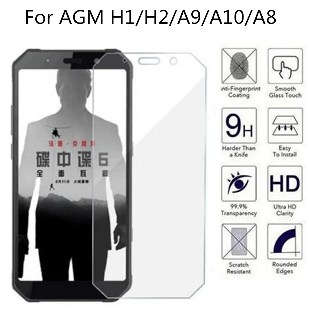 2.5D 9H Tempered Glass For AGM H1 A9 A8 Screen Protector Toughened protective film H2 A10 | Мобильные телефоны и