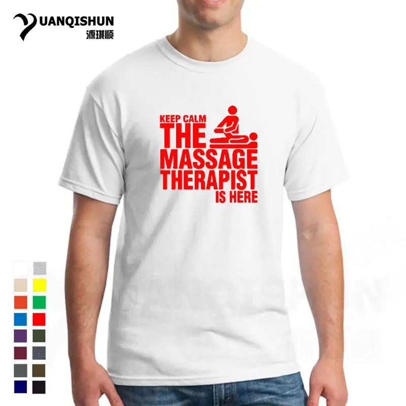 Футболка хлопковая унисекс с надписью Keep Calm The массаж Is Here 16 цветов | Мужская